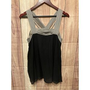 Interlúd Medium silver black tank top NWT 30% Silk